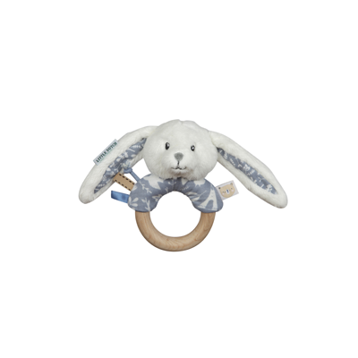 Rammelaar met houten ring Adventure blue